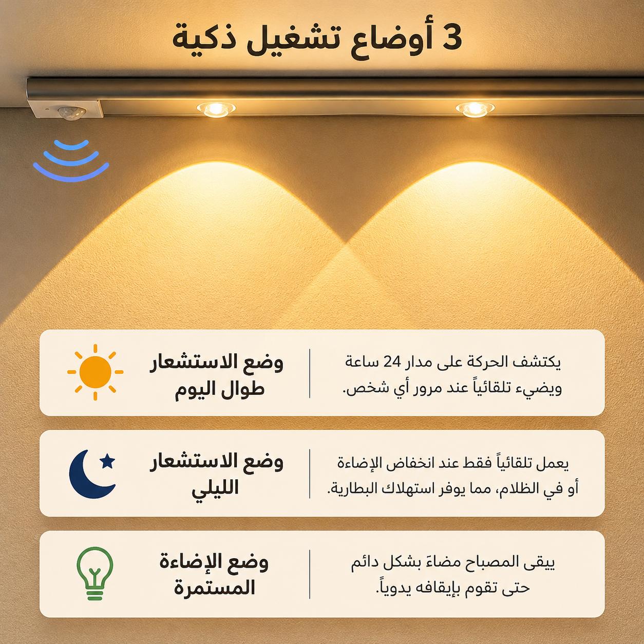 مصباح LED ذكي يعمل بالحركة