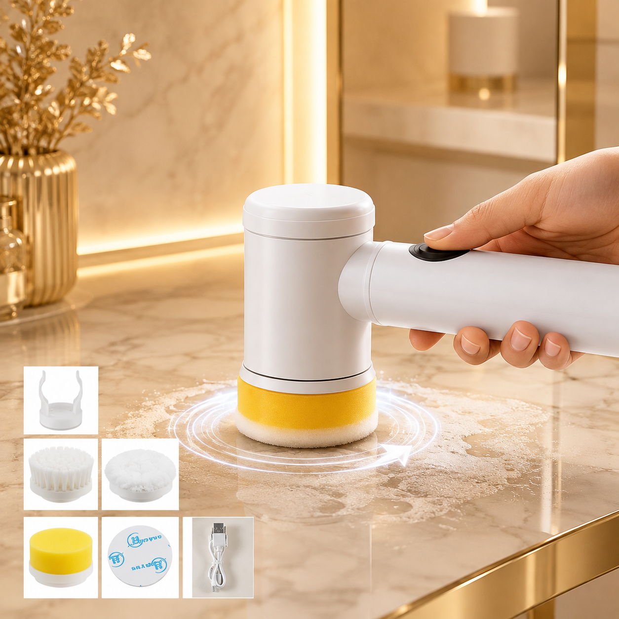 Cordless Electric Cleaning Brush - Multi-Head for Deep and Fast Cleaning